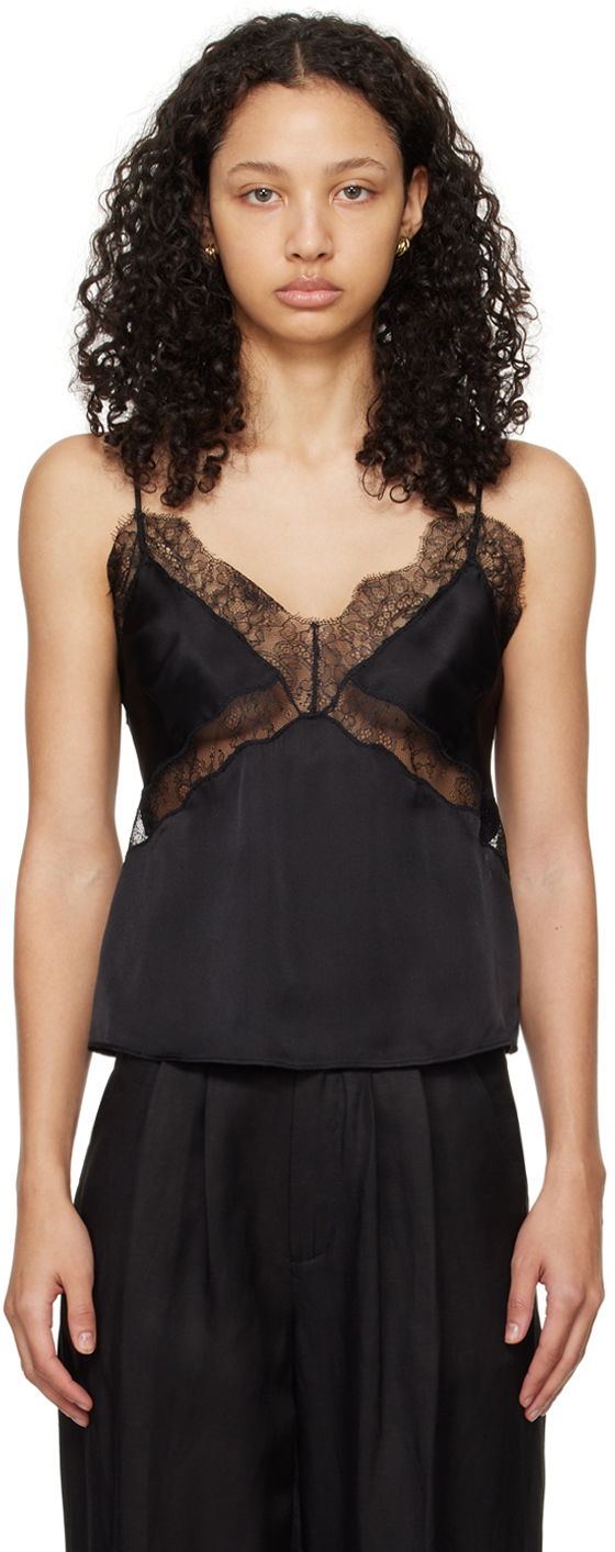 Tielko Anine Bing ANINE BING Amelie Lace Tank Top Čierna | A-07-1822-000
