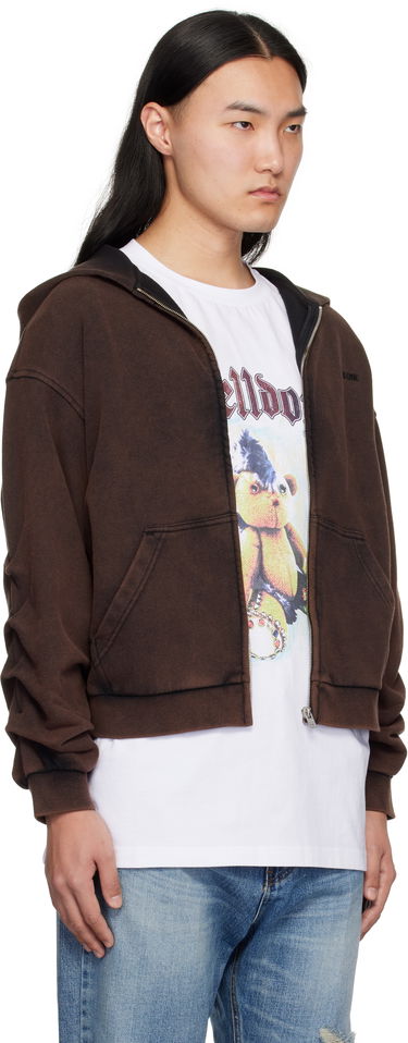 Mikina We11done We11done Wrinkled Zip-Up Hoodie Hnedá | WD-TJ0-25-830-U-BK, 1