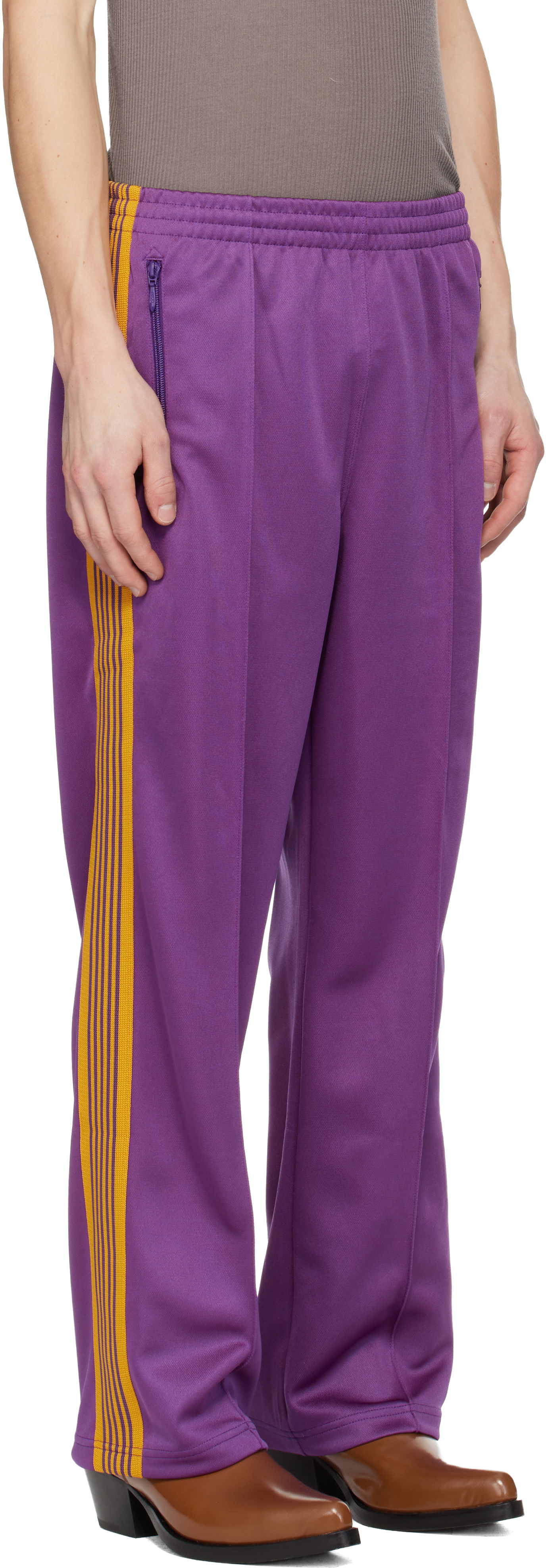 Tepláky Needles Poly Smooth Straight-Leg Side-Stripe Track Pants with Embroidered Logo Fialová | QV307, 1