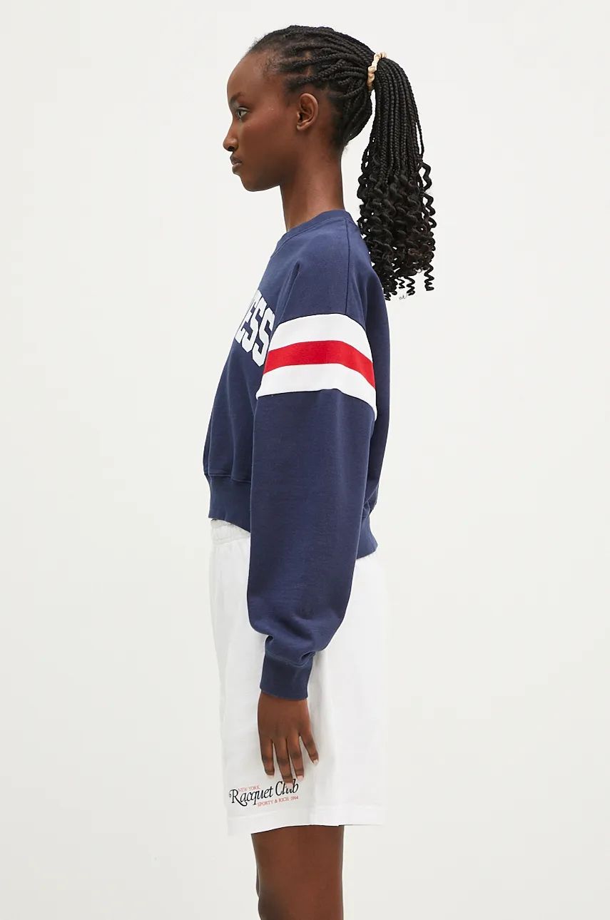 Mikina Sporty & Rich Wellness Ivy Print Crop Sweatshirt Modrá | WS058S406WN, 1
