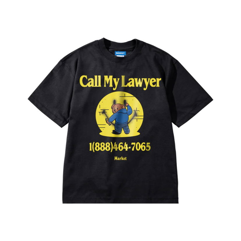 Tričko MARKET Smiley Call My Lawyer Bear T-Shirt Čierna | SS0188-BLACK