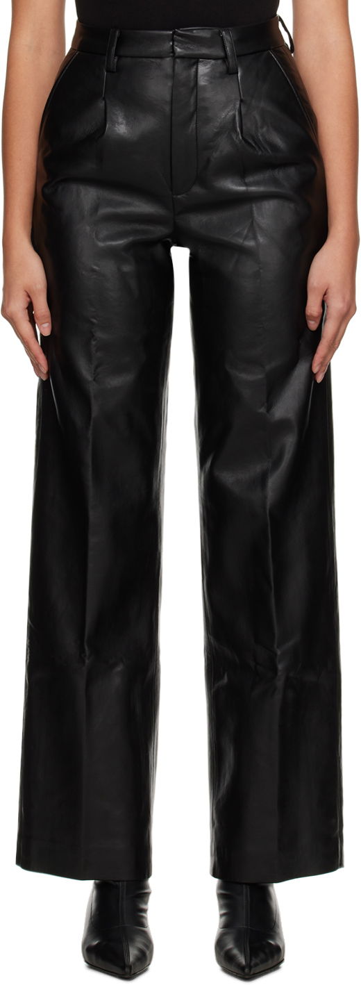 Nohavice Anine Bing Faux Leather High-Waisted Pants Čierna | A-03-3334-000B, 0
