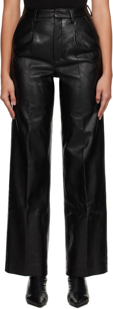 Nohavice Anine Bing Faux Leather High-Waisted Pants Čierna | A-03-3334-000B, 0