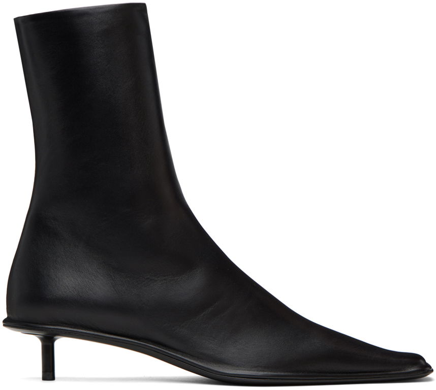 Jil Sander Square Toe Kitten Heel Boots
