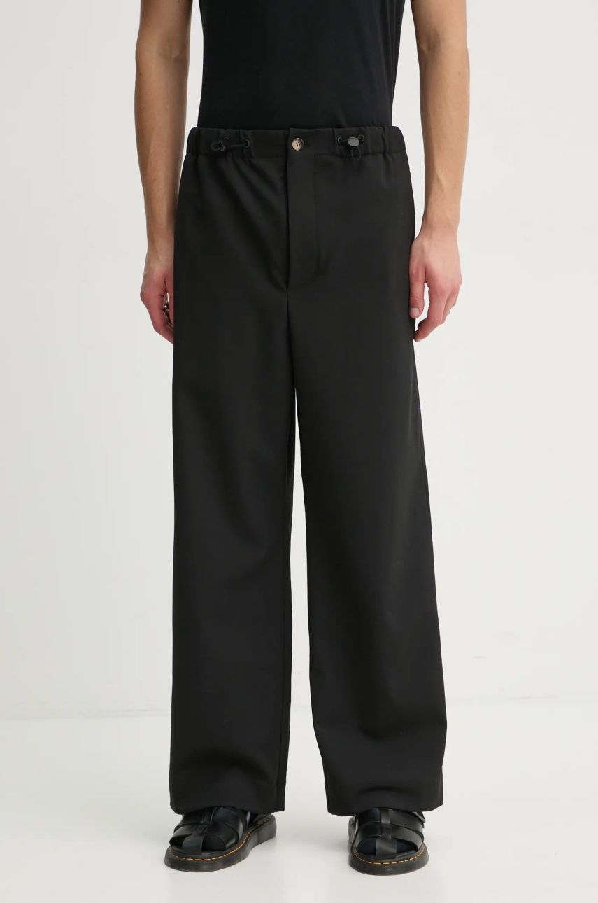 Nohavice Nanushka Wide Leg Wool Blend Trousers Čierna | NM24FWPA24599, 0