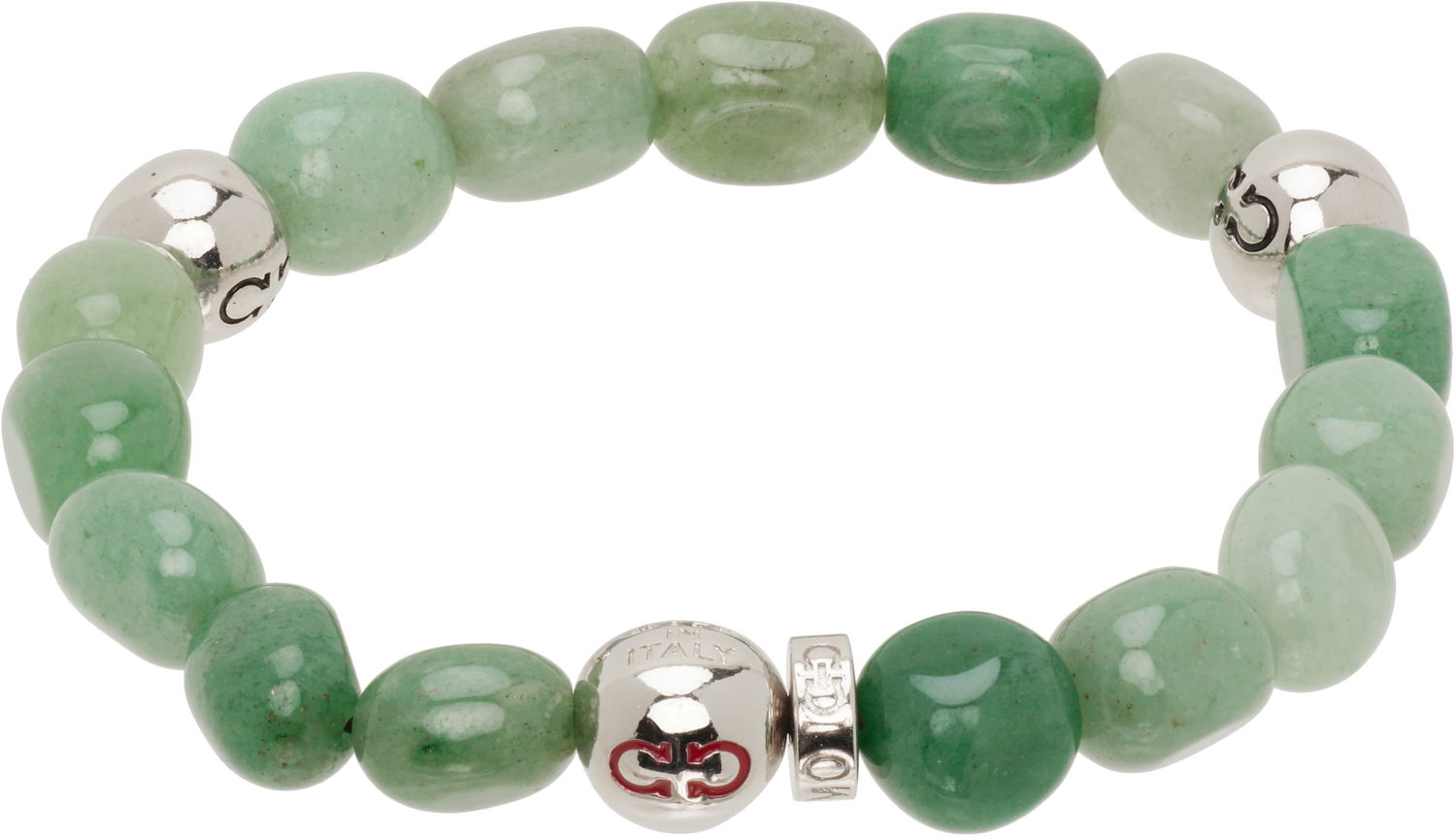 Náramok FERRAGAMO Salvatore Ferragamo Baroque Green Aventurine Bead Bracelet Zelené | 785669, 0