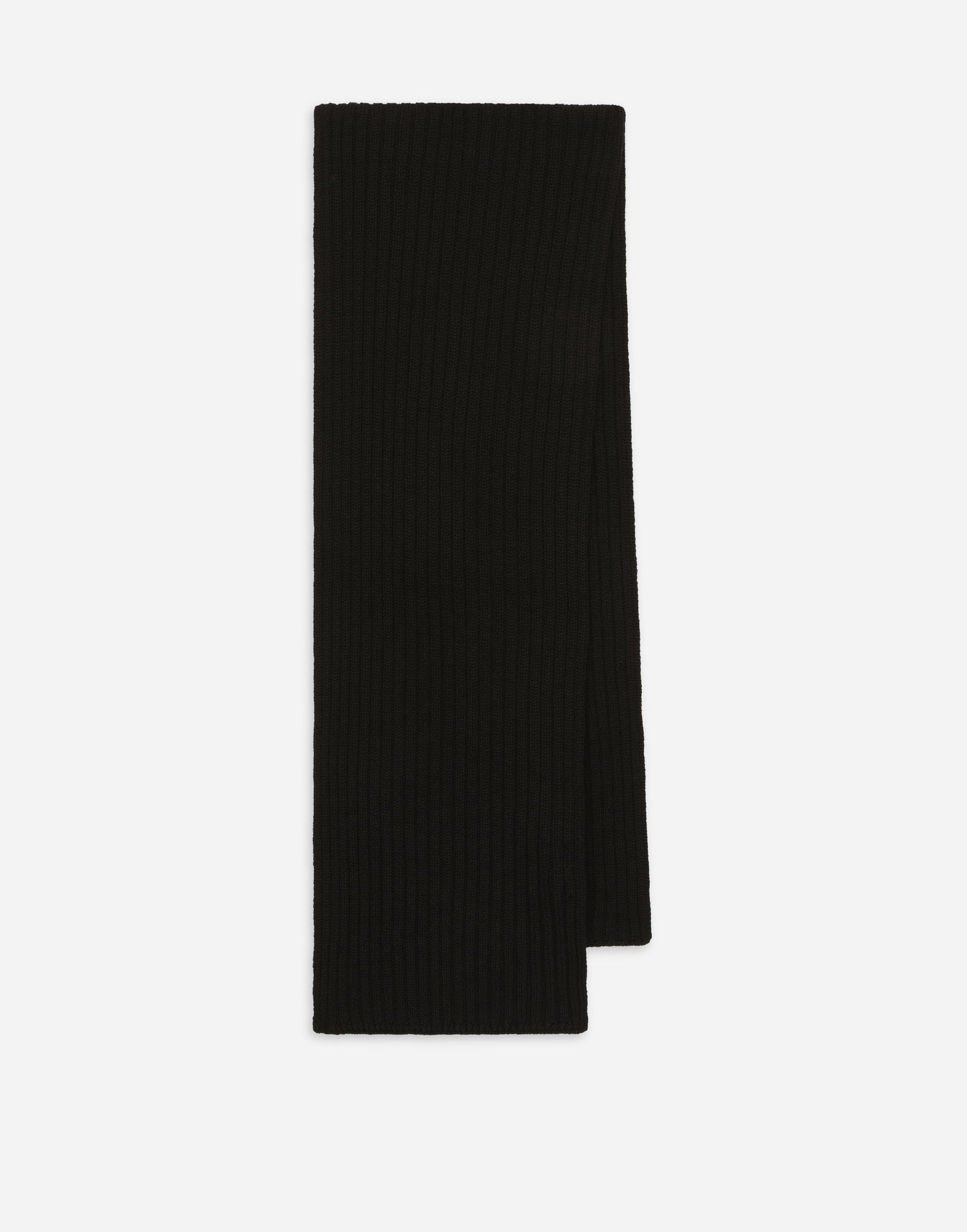 Šál Dolce & Gabbana Dolce & Gabbana Ribbed Knit Scarf with Logo Plaque Čierna | LBKAB4JCVD6N0000, 1