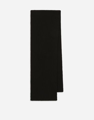 Šál Dolce & Gabbana Dolce & Gabbana Ribbed Knit Scarf with Logo Plaque Čierna | LBKAB4JCVD6N0000, 1