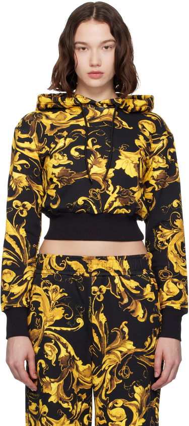 Mikina Versace Versace Jeans Couture Barocco Print Cropped Hoodie Čierna | E79HAI313_EFS201, 0