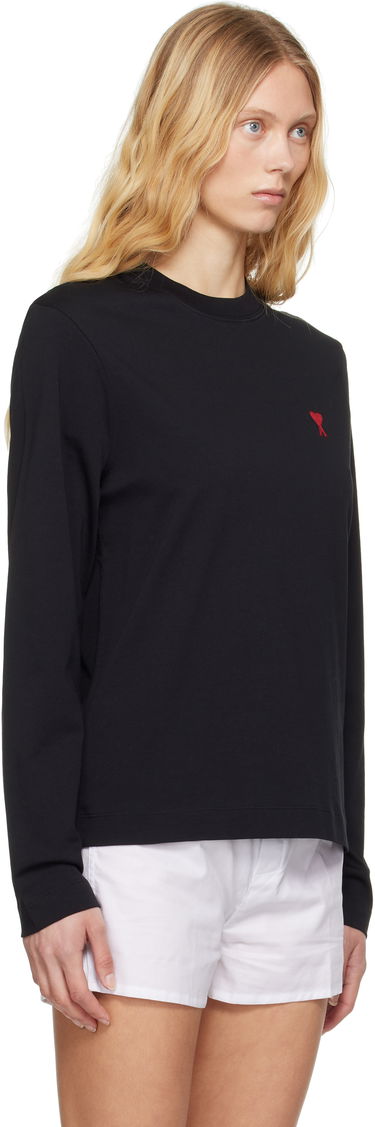 Tričko AMI AMI de Coeur Long Sleeve T-Shirt Čierna | BFUTS235.724, 1
