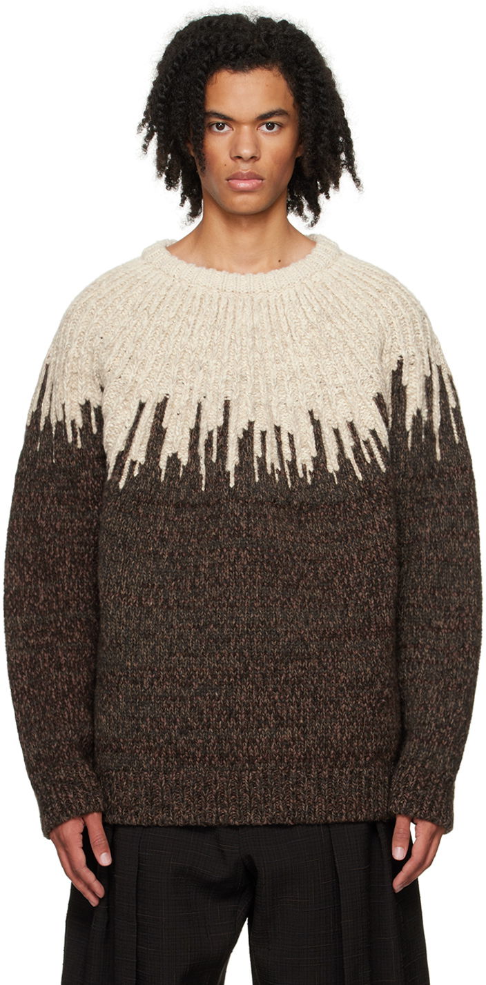 Two Tone Wool Graphic Sweater