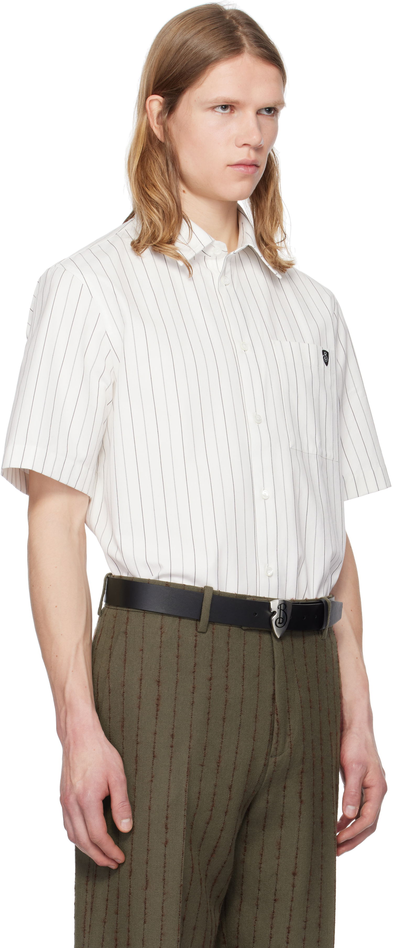 Košeľa Burberry Burberry Pinstripe Short Sleeve Shirt Biela | 8102569, 1