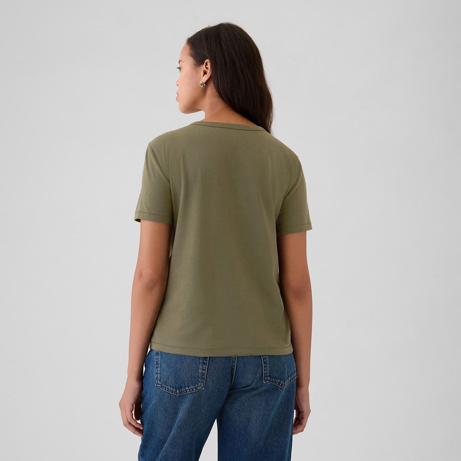 Tričko GAP T-shirt Shortsleeve Vneck Olive Night S Zelené | 545906-00, 1