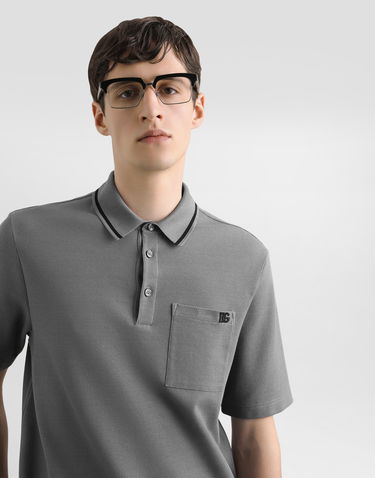 Polo tričko Dolce & Gabbana Dolce & Gabbana Cotton Piqué Polo Shirt with Pocket Šedá | G8SN2ZHU7UTN0089, 3