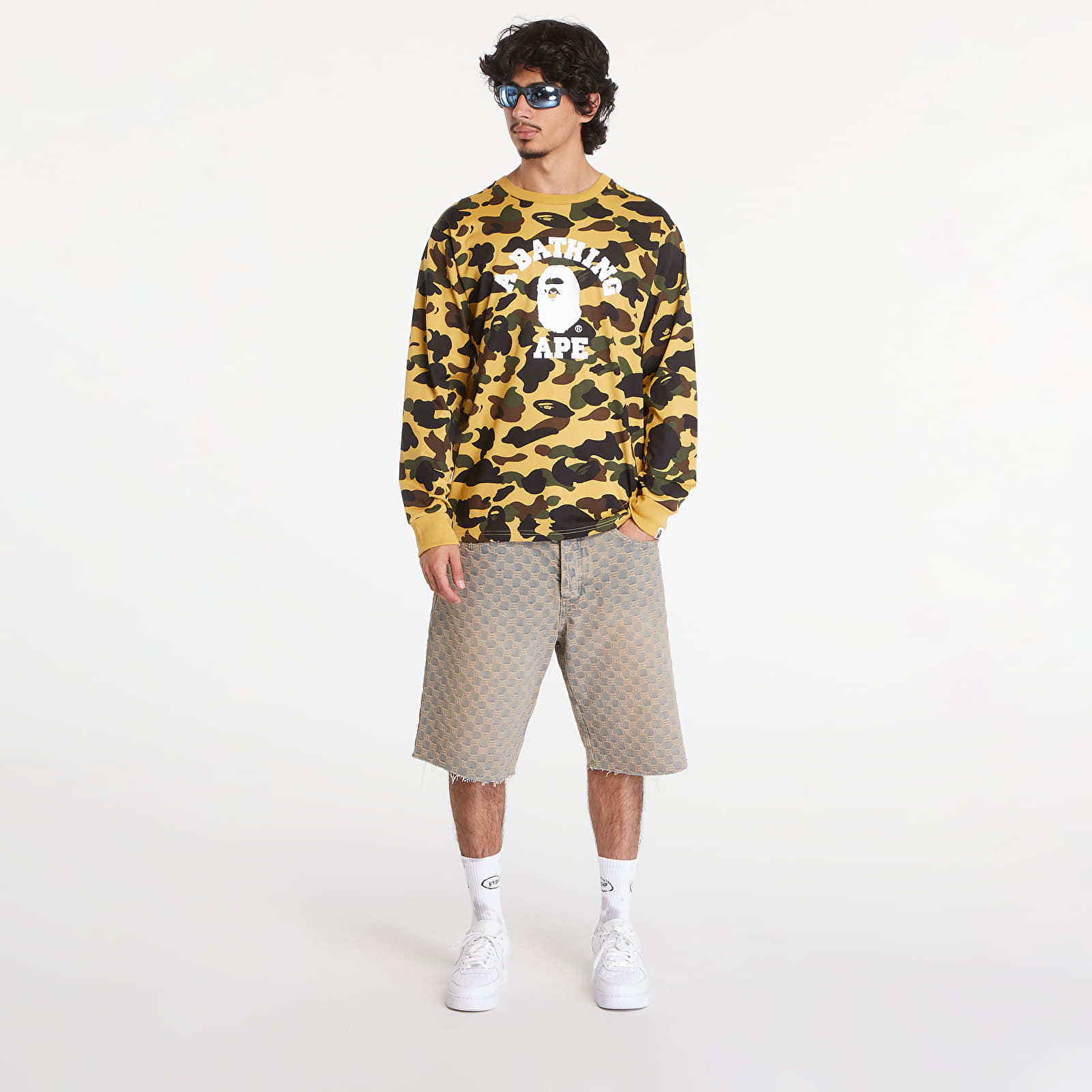 A BATHING APE 1St Camo College Long Sleeve Tee Yellow