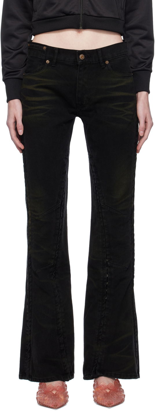 Džínsy Y/PROJECT Black Hook and Eye Jeans Čierna | WJEAN43-S25, 0