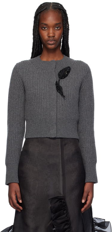 Sveter Erdem Cropped Embroidered Cardigan Šedá | AW24_W1KT2_GRCAK, 0
