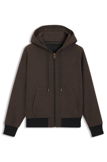 Bomber bunda BOSS Modern-fit hooded jacket in herringbone cloth Hnedá | 50544683