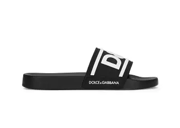 Dolce & Gabbana Beachwear Sliders DG Logo Black White CS2072AQ85889690