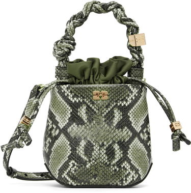 Kabelka GANNI Bou Bucke Mini Snakeskin Bucket Bag Zelené | A6702, 0