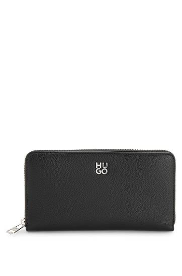 Peňaženka BOSS HUGO Ziparound Faux Leather Wallet with Stacked Logo Čierna | 50547912
