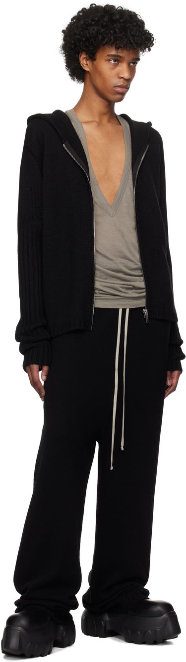 Mikina Rick Owens Rick Owens Hollywood Zipped Knit Hoodie Čierna | RU01E5666 KLWS, 3