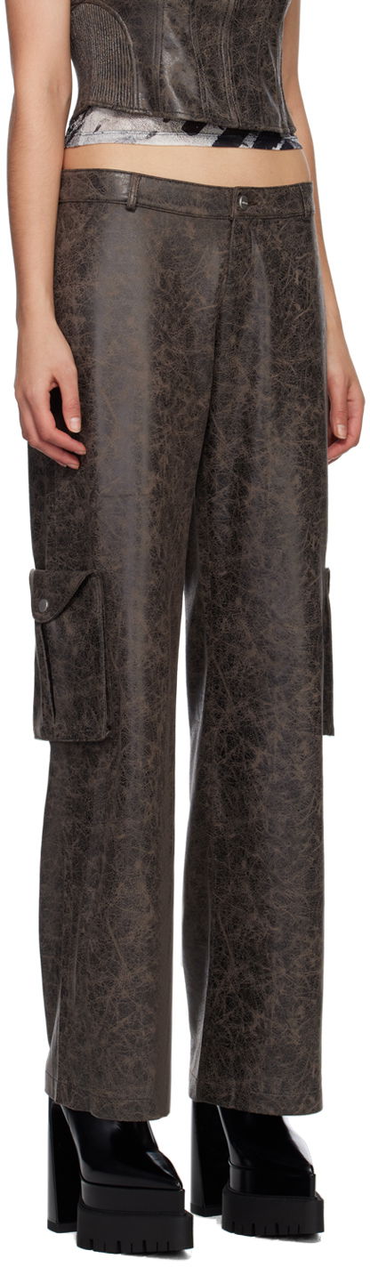 Cargo nohavice Miaou Miaou Elias Faux-Leather Cargo Pants Hnedá | 1034DVSVAR, 1