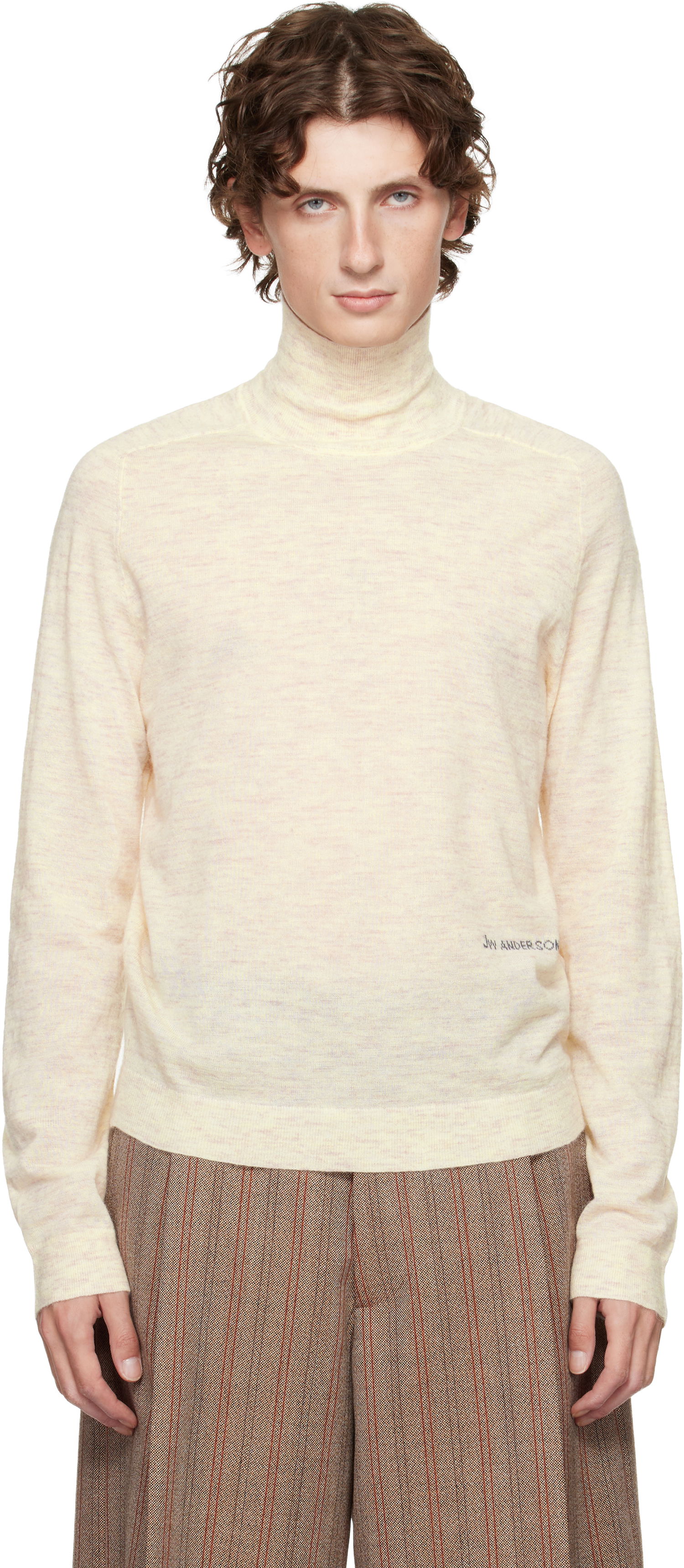 Sveter JW Anderson JW Anderson Logo Turtleneck Béžová | KW1436-YN0444, 0