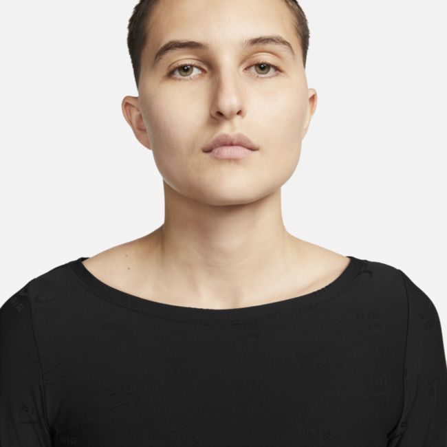 Crop Top Nike Long-Sleeve Top With Print Čierna | DQ6919-010, 1