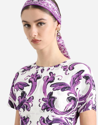 Šaty Dolce & Gabbana Dolce & Gabbana Majolica-Print A-Line Dress Fialová | F6TVATFP9ALHD5DQ, 3