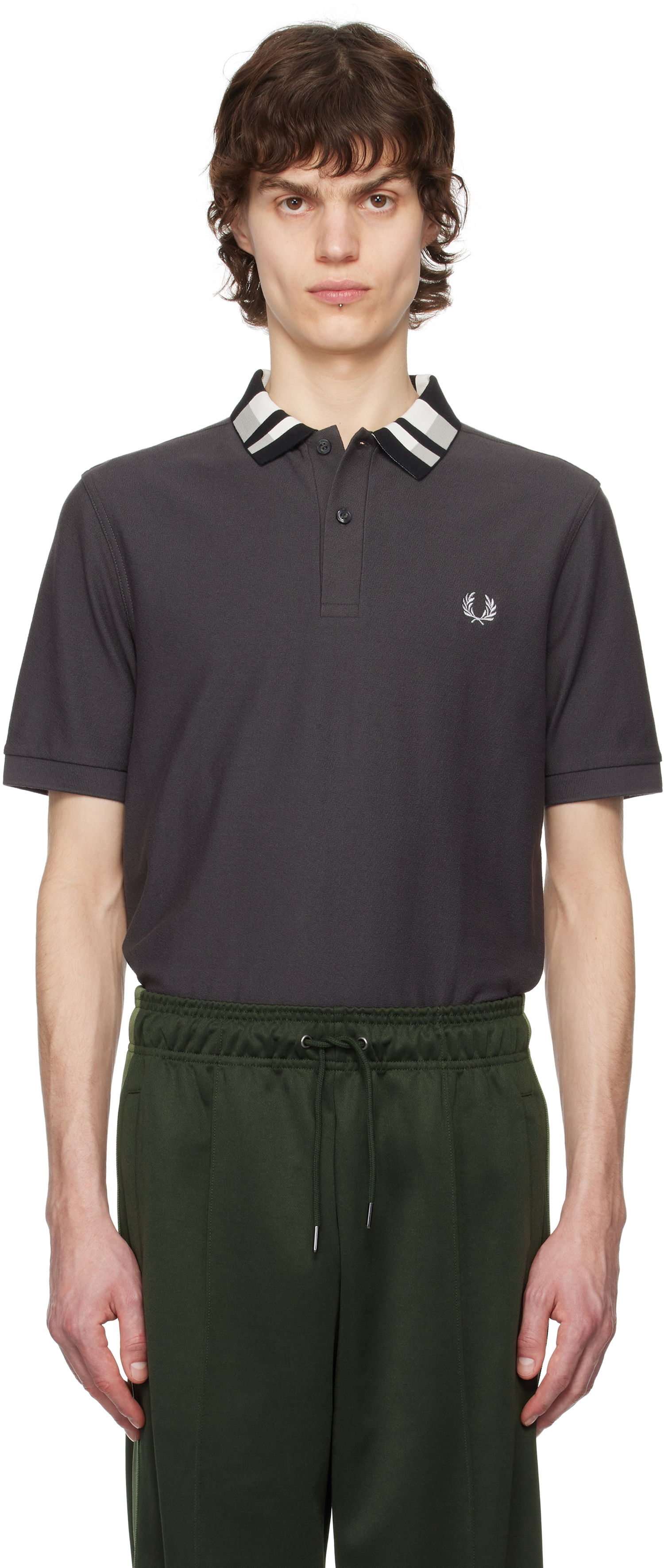Polo tričko Fred Perry Fred Perry Chequerboard Collar Polo Šedá | M8688, 0
