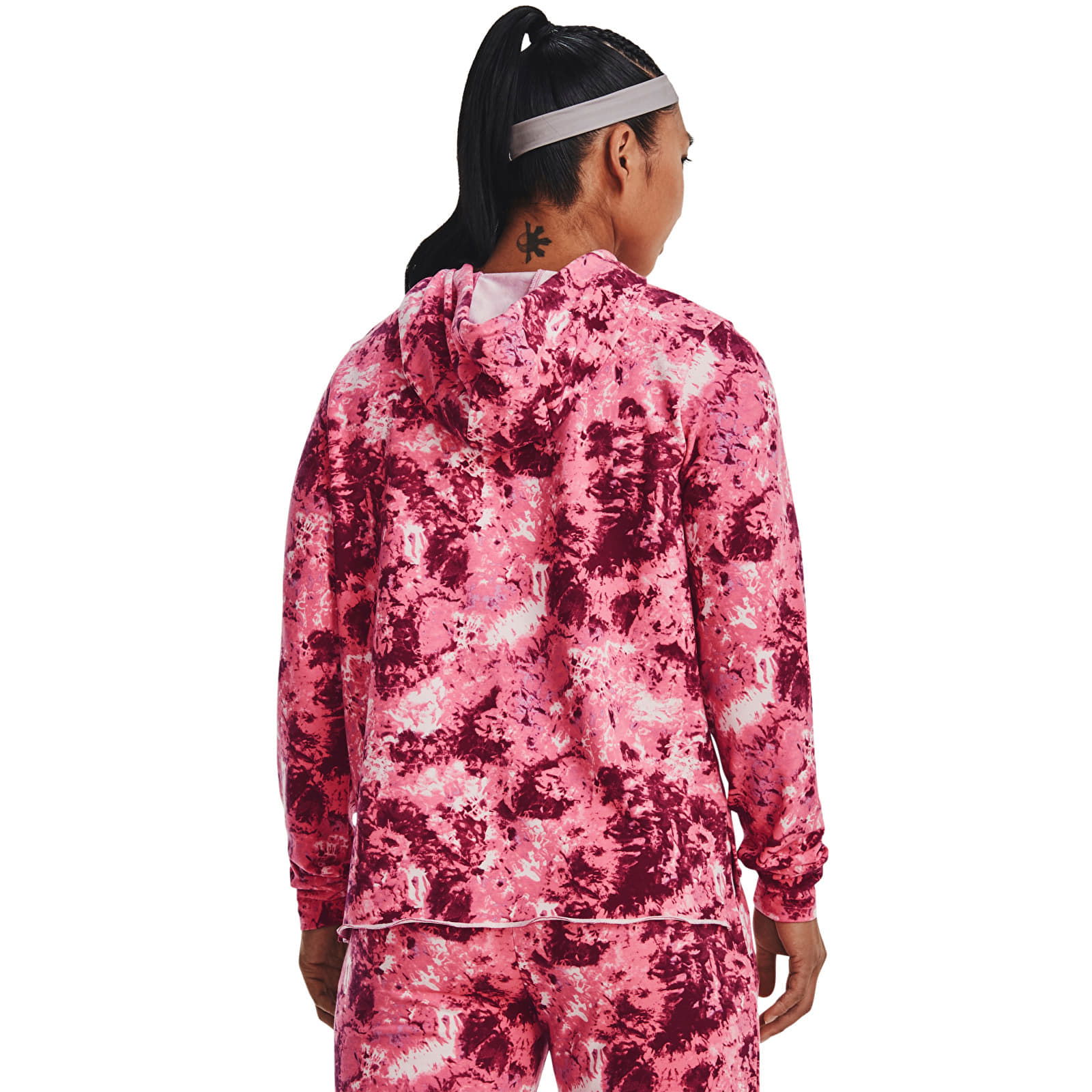 Rival Terry Print Hoodie Pace Pink