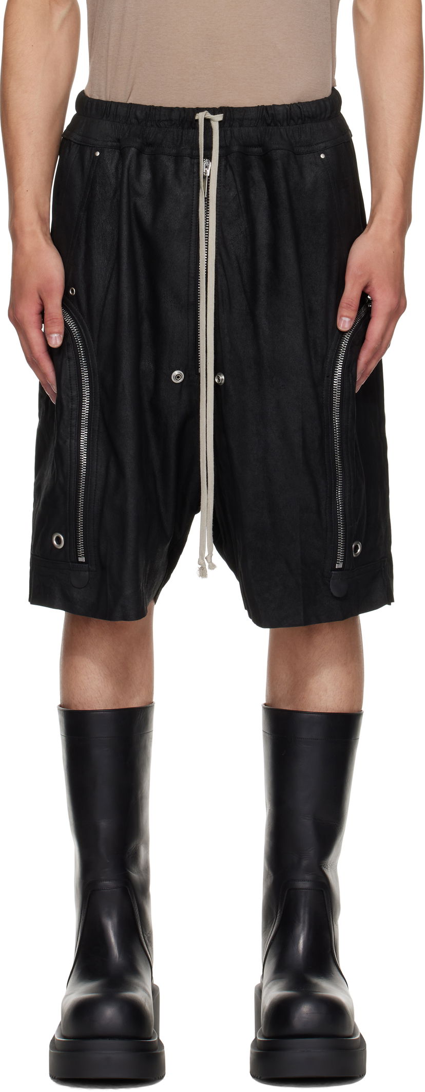Šortky Rick Owens Rick Owens Bauhaus Bela Leather Shorts Čierna | RU02E1392 LBA