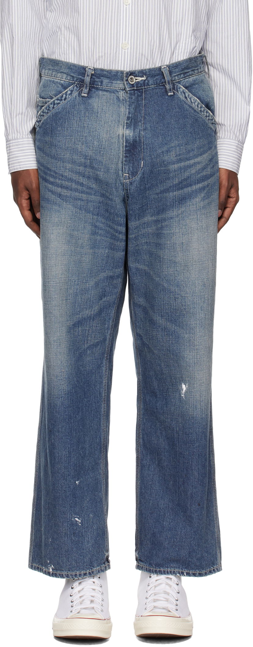 Džínsy Neighborhood Washed Utility Jeans Modrá | 242SPNH-PTM04