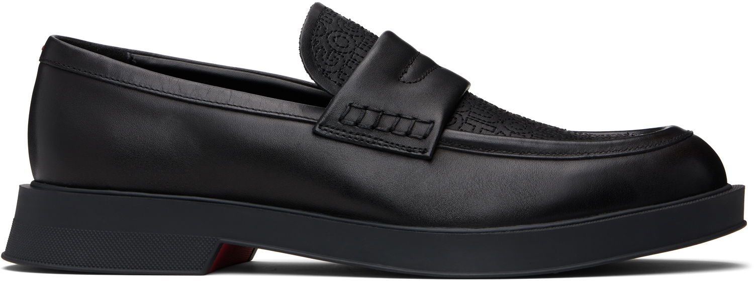Tenisky a topánky BOSS Hugo Embroidered-Logo Loafers Čierna | 50548486, 0