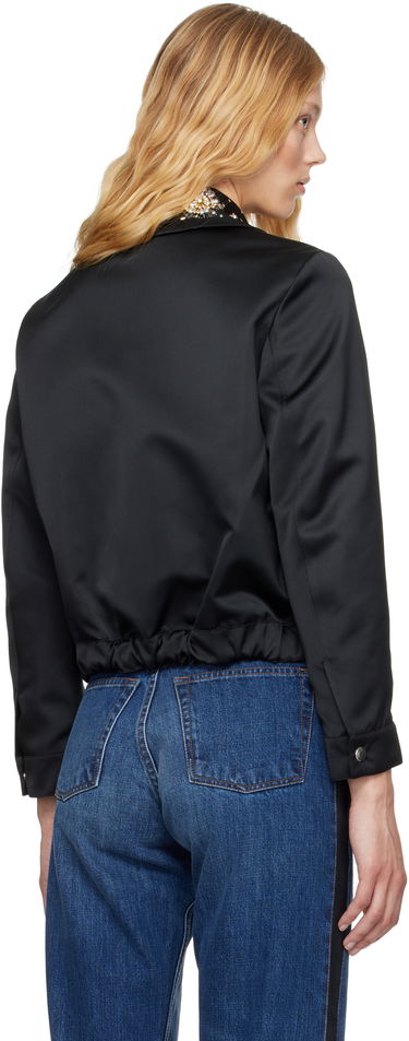 Košeľa Wales Bonner Wales Bonner 'The Flora' Cropped Satin Jacket Čierna | WS25JA18-PL03-999, 2
