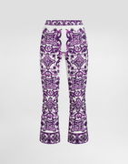 Dolce & Gabbana Majolica Print Silk Flare Trousers