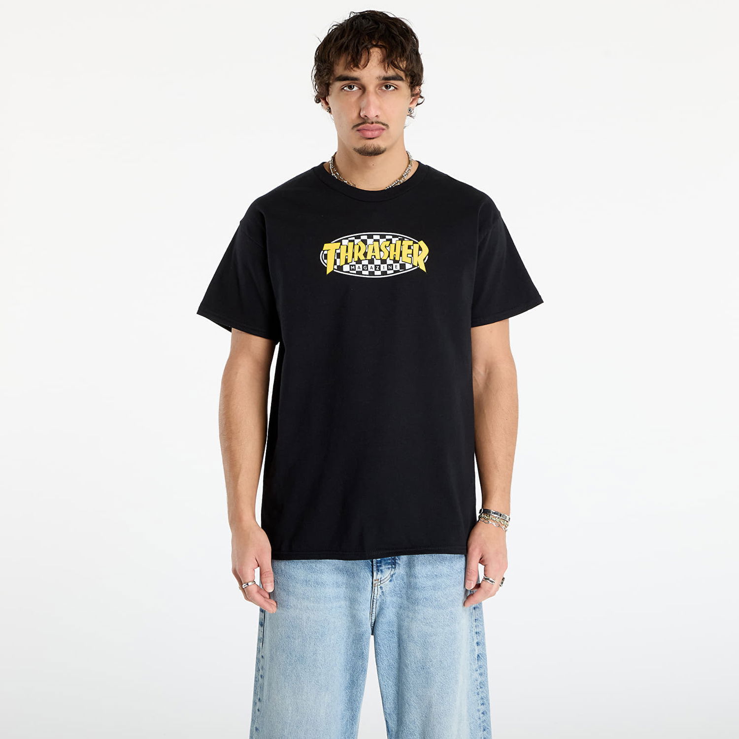 Tričko Thrasher T-Shirt Thrasher Checkered Oval Čierna | 145759, 0