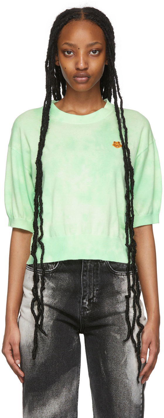 Tričko KENZO Tie-Dye Short Sleeve Sweater Zelené | FC52PU6883TF, 0