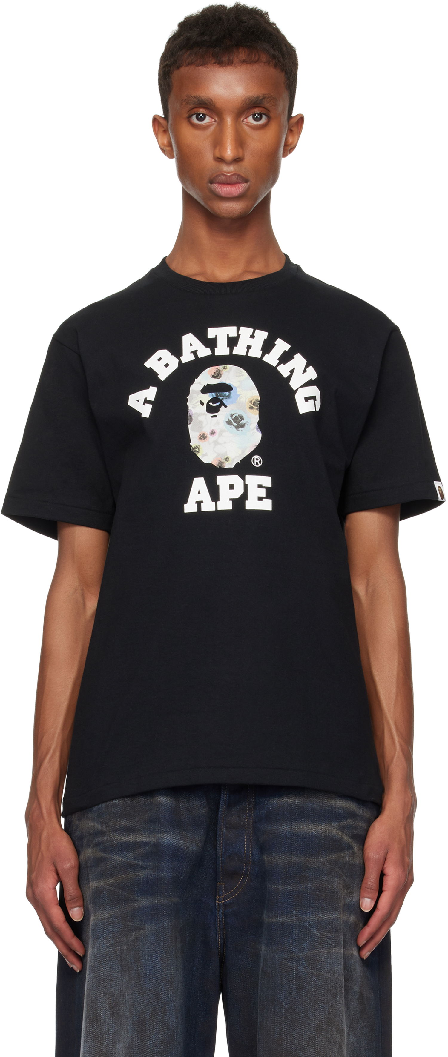 Tričko BAPE Floral Camo College T-shirt Čierna | 001TEK801036M, 0