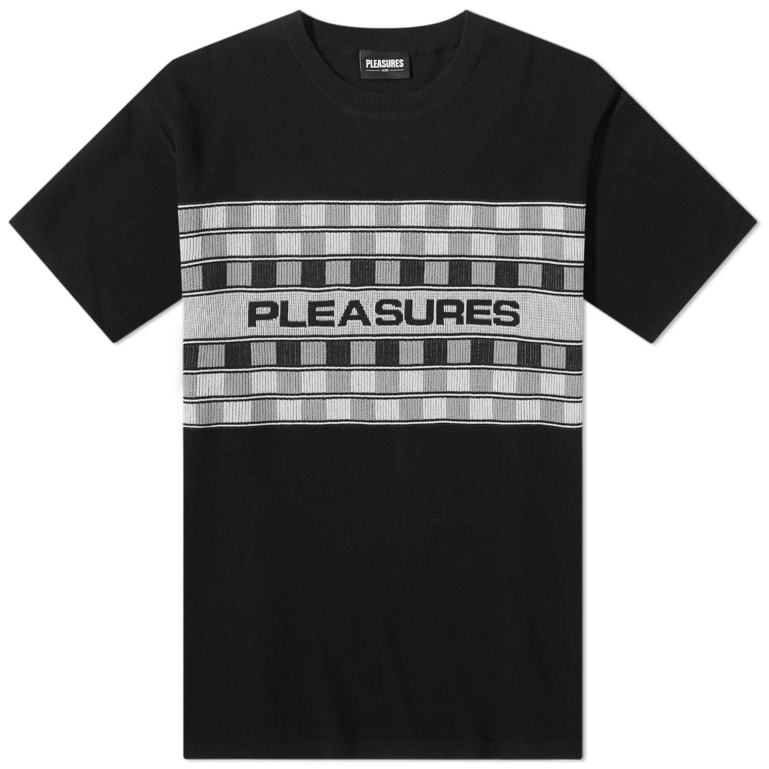 Tričko Pleasures Check Knitted T-Shirt Black Čierna | P23SU004-BLK, 0
