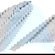 Blue Weave Pattern Trucker Jacket