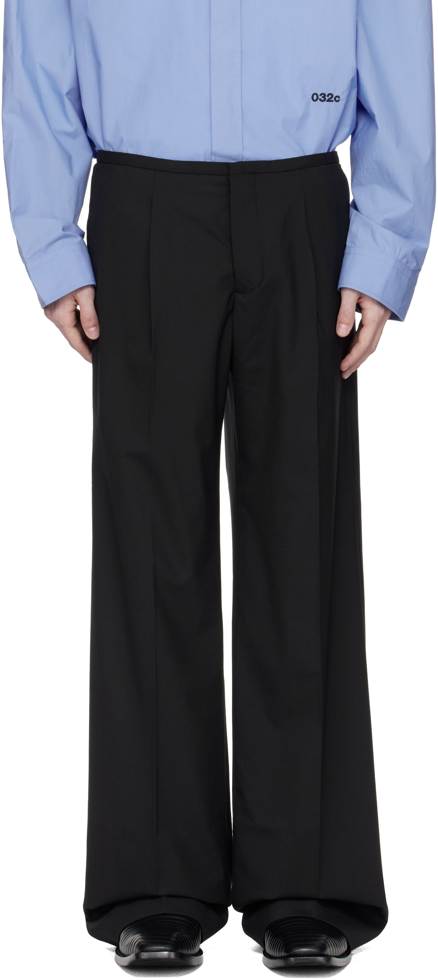 Nohavice 032C 032c 'Office Attire' Wide Leg Suit Trousers Čierna | S25-MRW-0903-000, 0