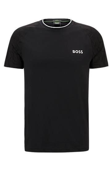 Tričko BOSS Matteo Berrettini Stretch-Jersey T-Shirt with Signature Details Čierna | 50521983, 0
