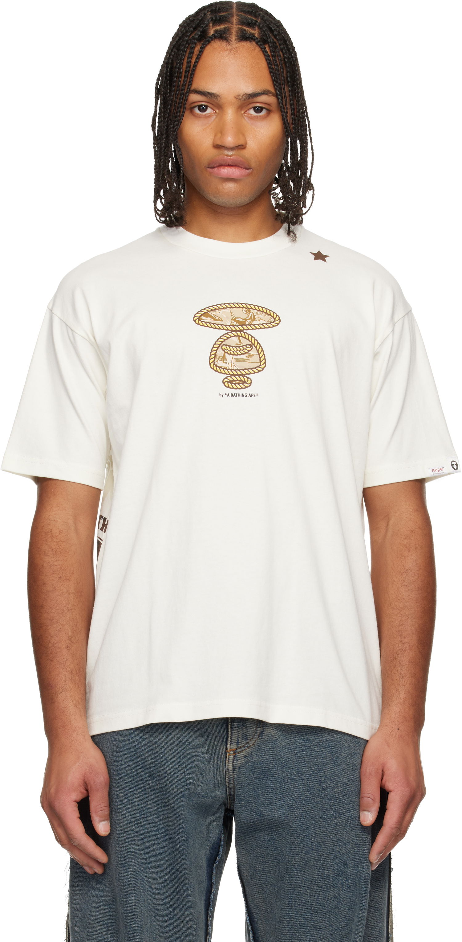 Tričko AAPE by A Bathing Ape Rope Ape Head Graphic Short Sleeve T-shirt Biela | AAPTEM1623XXNIVX, 0