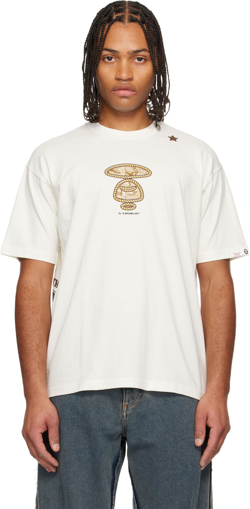 Tričko AAPE by A Bathing Ape Rope Ape Head Graphic Short Sleeve T-shirt Biela | AAPTEM1623XXNIVX