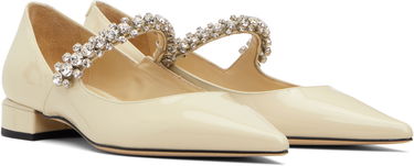Tenisky a topánky Jimmy Choo Bing Patent Leather Crystal-Embellished Ballerina Flats Béžová | BING PUMP FLAT, 3