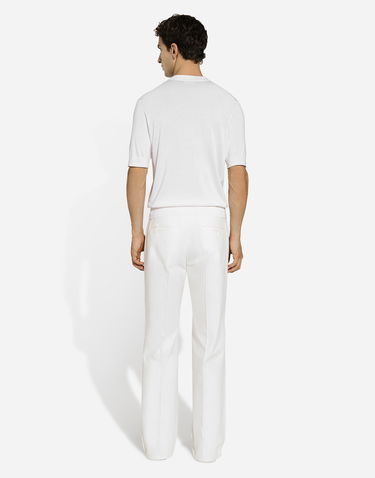 Tričko Dolce & Gabbana Silk Granddad-Neck Sweater With Logo Embroidery Biela | GXX04ZJBSJSW0800, 2