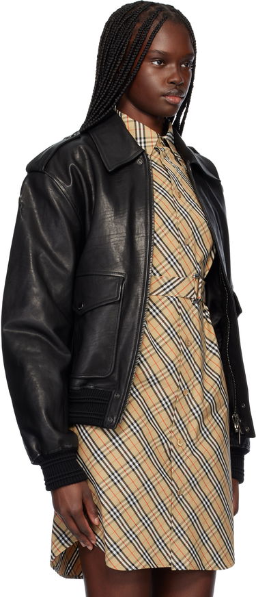 Bomber bunda Burberry Burberry Bomber Leather Jacket Čierna | 8103085, 1