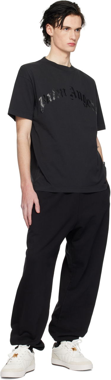 Tričko Palm Angels Curved Logo Oversize T-Shirt Čierna | PMAA001S25JER0041010, 3